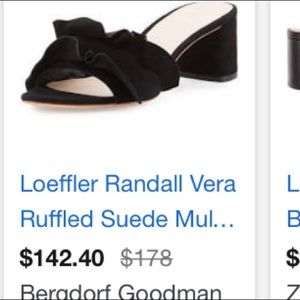 Loffler Randall black suede ruffle mule